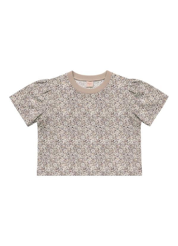 Blusa Retilinea Viscose Estampada Bege