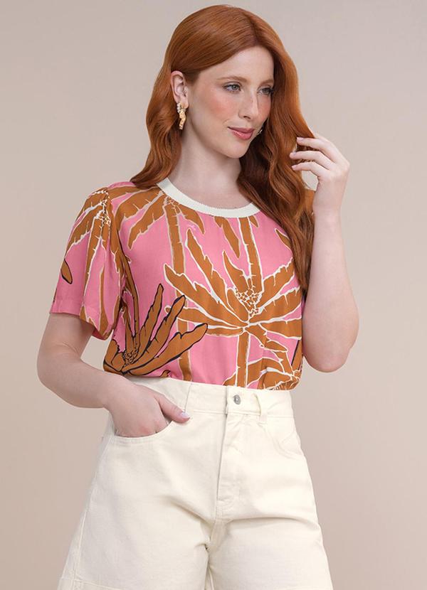 Vista 2 Blusa Retilinea Viscose Estampada Rosa Angel Angel