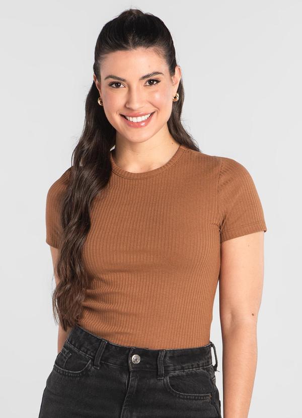 Vista 2 Blusa Ribana Canelada Just Basic Marrom JUST BASIC