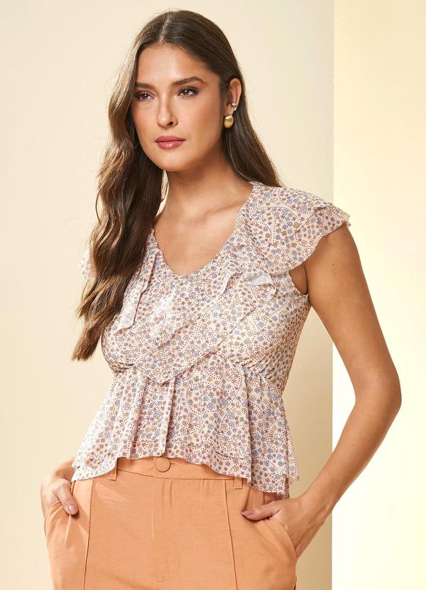 Vista 2 Blusa Romantic em Tule Estampado Estampado Doce Trama Doce Trama