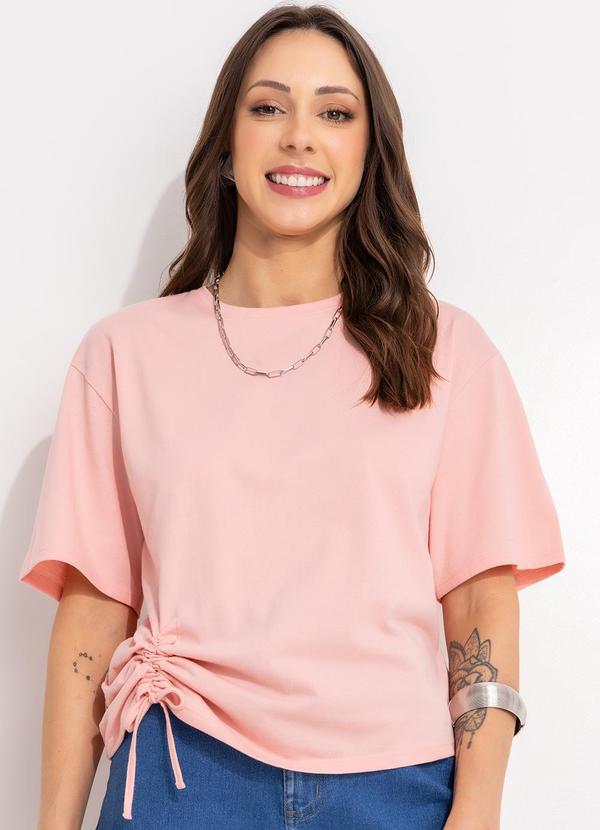 Vista 2 Blusa Rosa Claro em Malha de Algodão Moda Pop Moda Pop