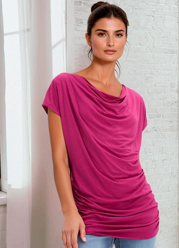 Blusa Rosa em Malha de Viscose