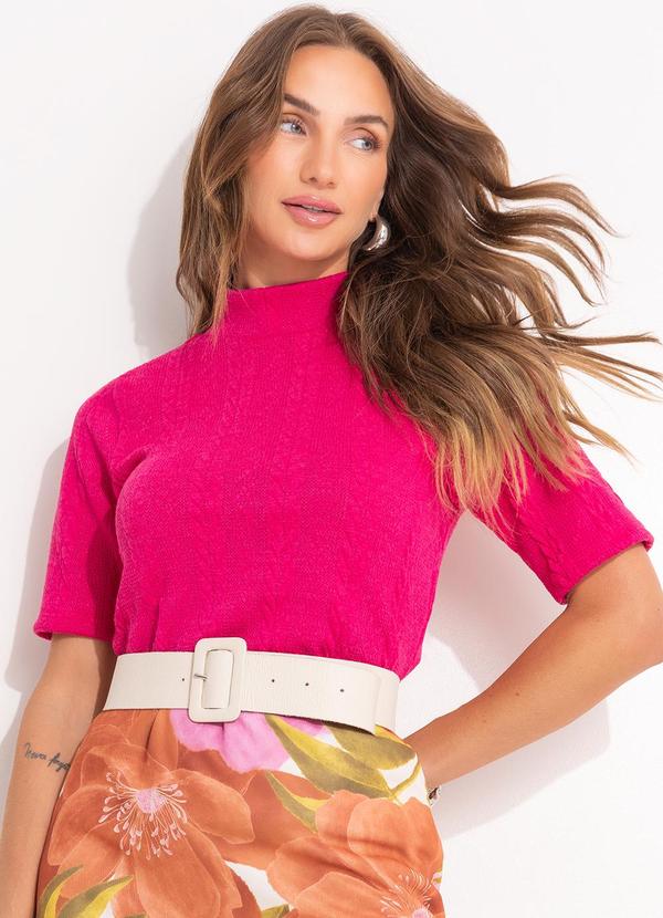 Blusa Rosa em Malha Jacquard