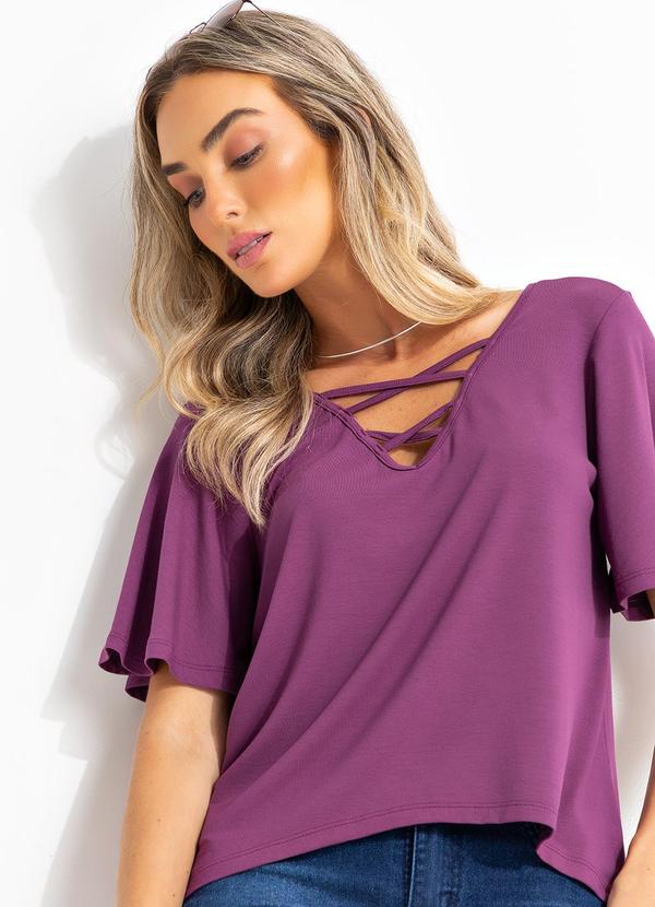 Blusa Roxa com Cordel Transpassado