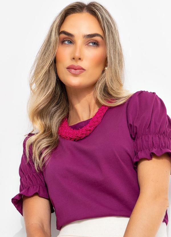 Blusa Roxa com Elástico nas Mangas