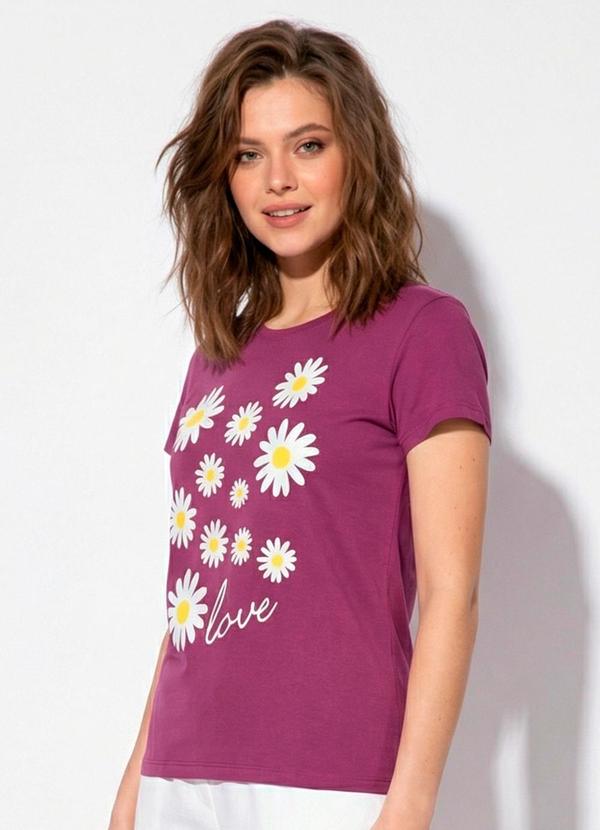 Blusa Roxa com Estampa Frontal