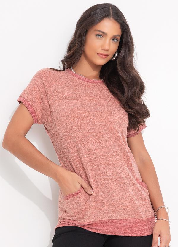 Vista 2 Blusa Salmão em Malha Tricô Quintess Quintess