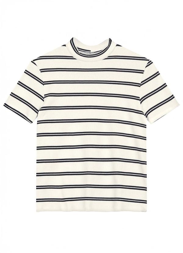 Blusa Slim Canelada Listrada Branco