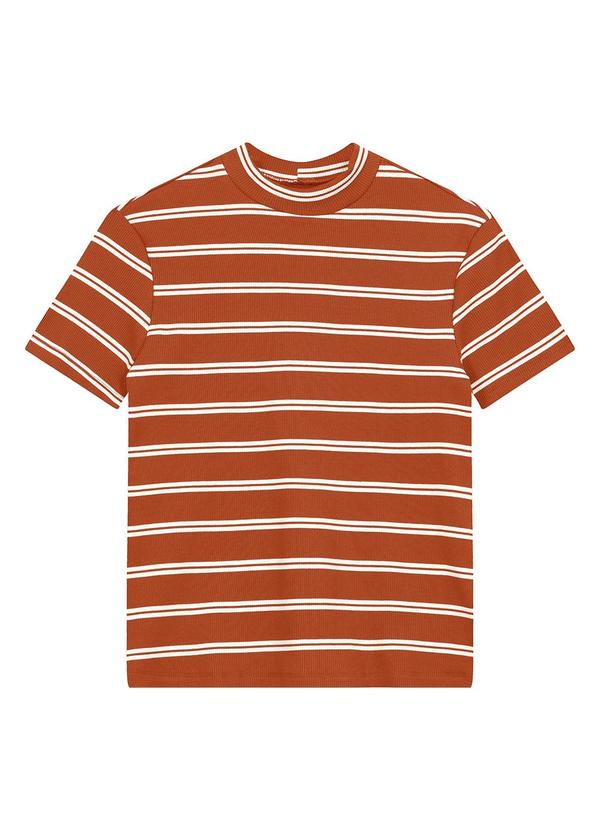 Blusa Slim Canelada Listrada Terracota
