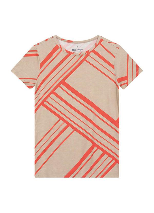 Blusa Slim Geométrica em Viscose Bege