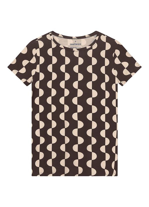Blusa Slim Geométrica em Viscose Marrom