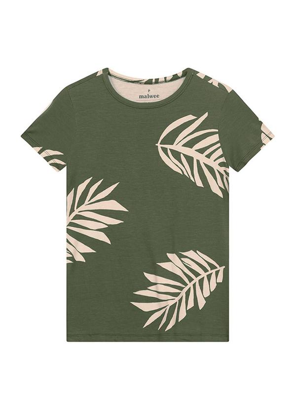 Blusa Slim Tropical em Viscose Verde Militar