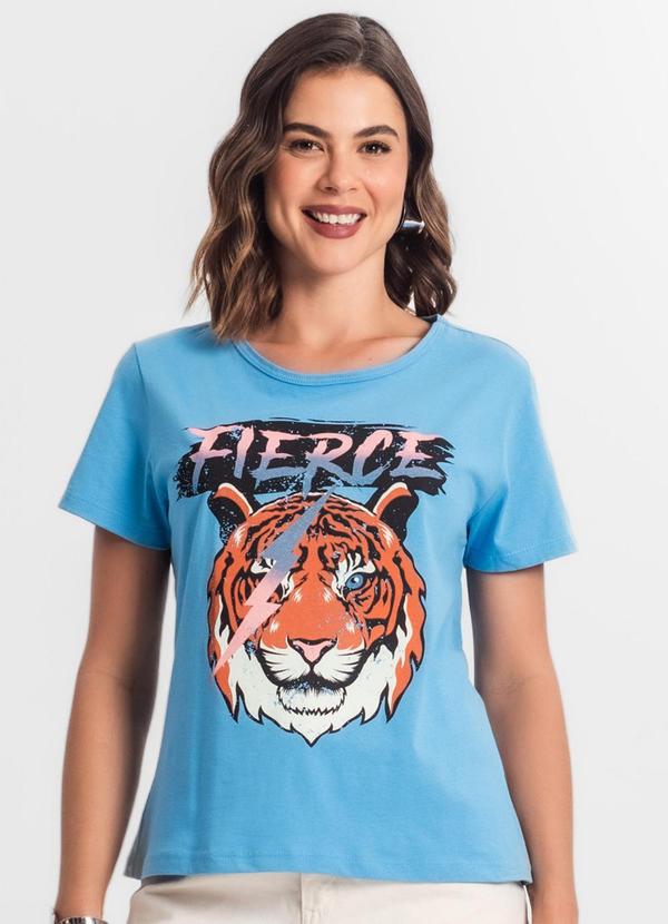 Blusa T-Shirt Feminina Estampada Azul