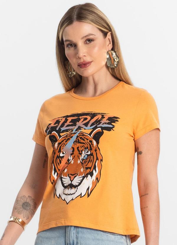 Blusa T-Shirt Feminina Estampada Laranja