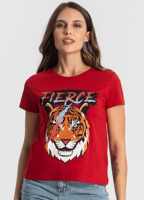 Blusa T-Shirt Feminina Estampada Vermelho