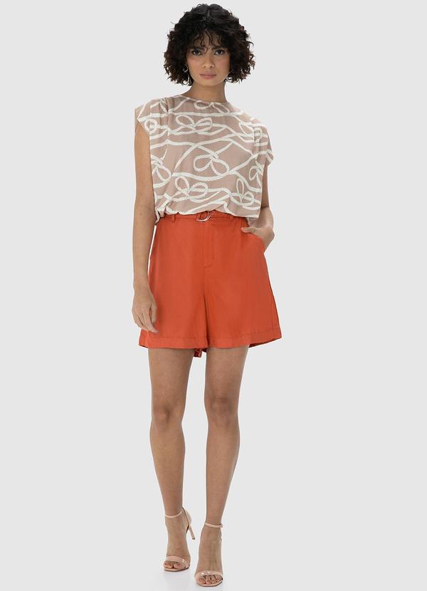 Blusa Taupe Box Abstrata