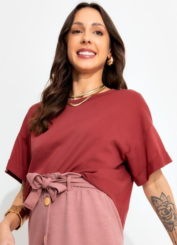 Blusa Terracota em Malha de Algodão