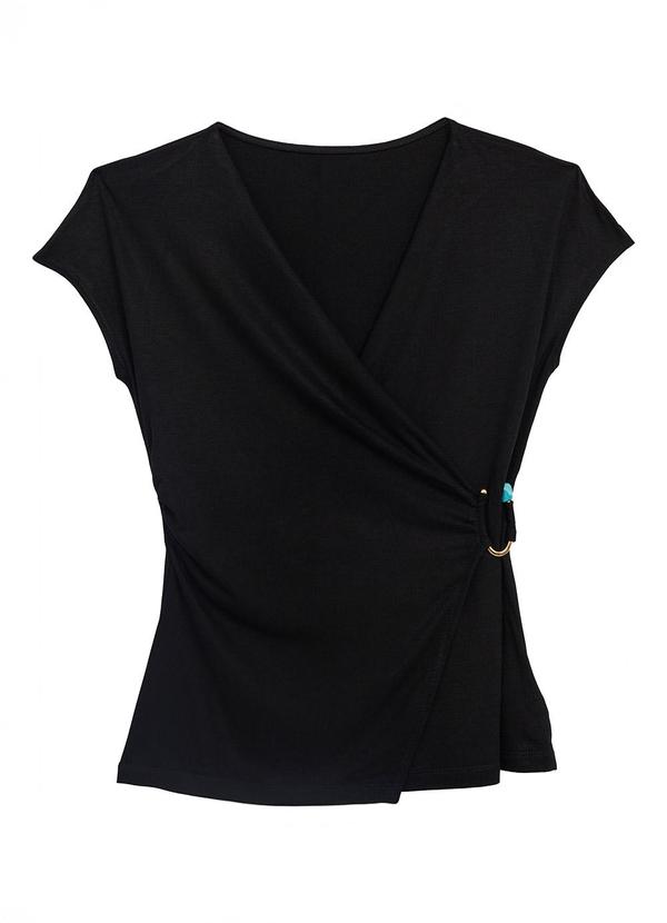 Blusa Transpassada em Viscose Preto