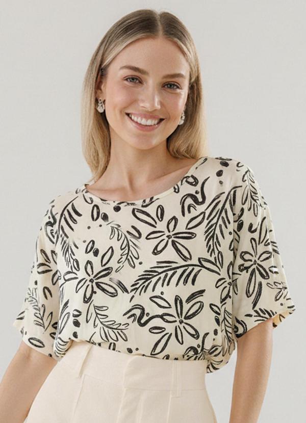 Vista 2 Blusa Tropical Preto Fakini Fakini