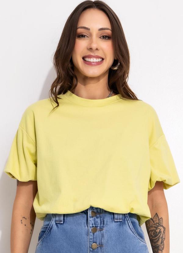 Vista 2 Blusa Verde Claro em Malha de Algodão Moda Pop Moda Pop