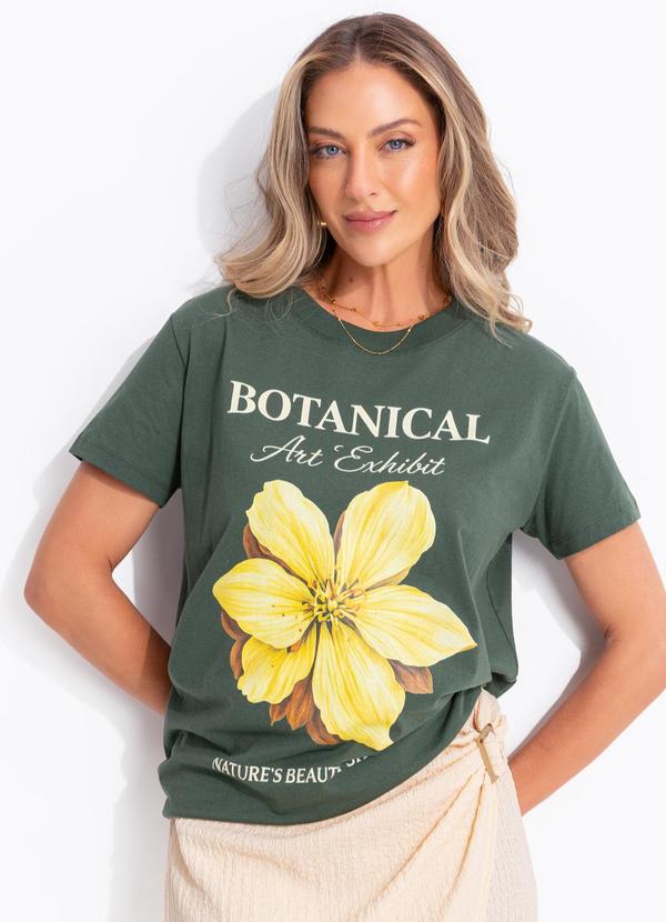 Blusa Verde em Malha de Algodão Penteado