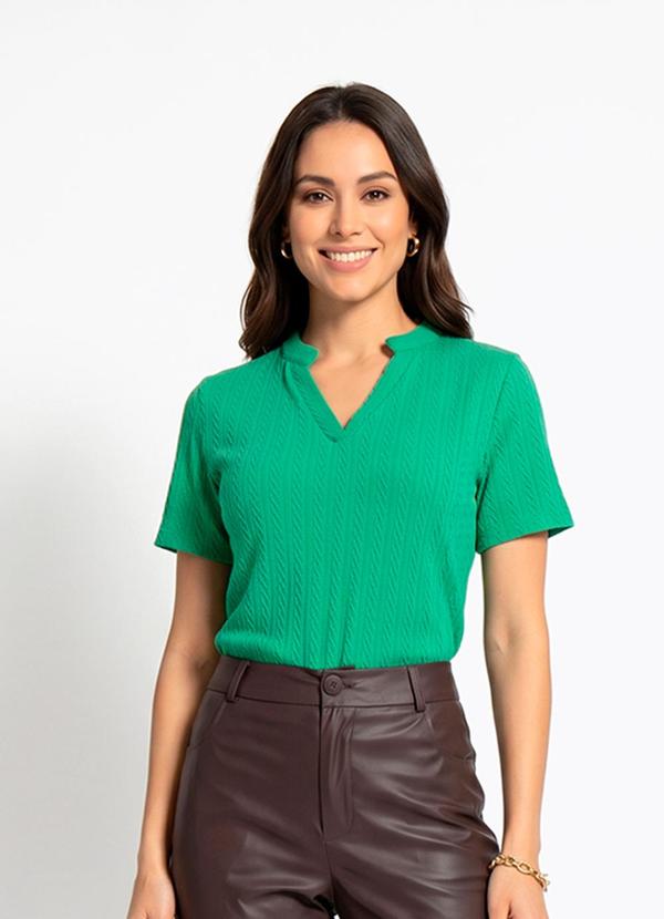 Blusa Verde em Malha Tricô Texturizada