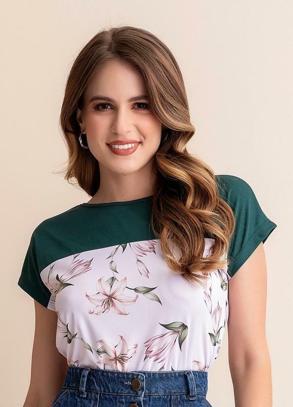Vista 2 Blusa Verde Escuro em Jersey Acetinado Rosalie Rosalie