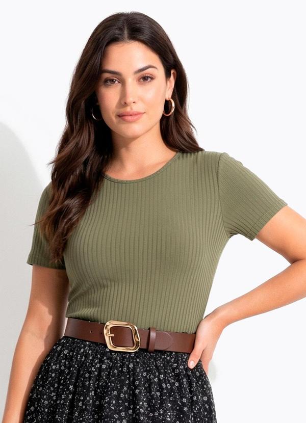 Blusa Verde Militar em Malha Canelada