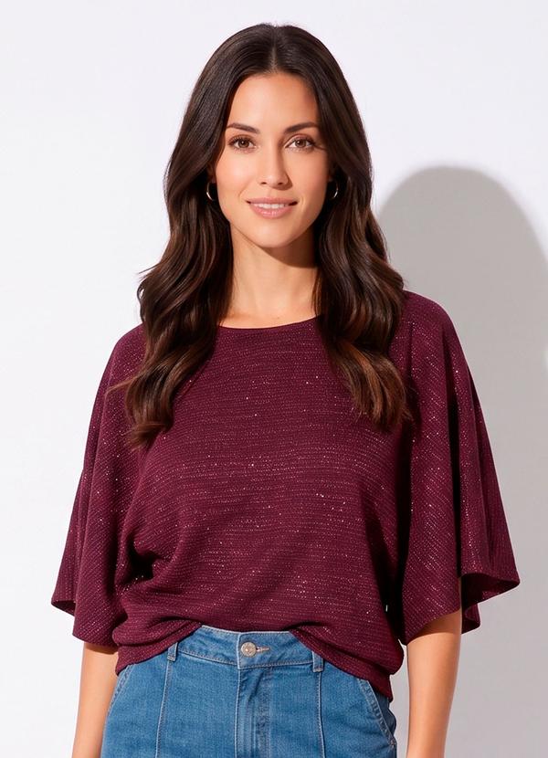 Blusa Vermelha em Malha com Lurex
