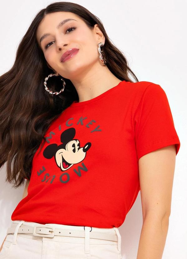 Vista 2 Blusa Vermelha em Malha de Algodão Penteado Disney Disney