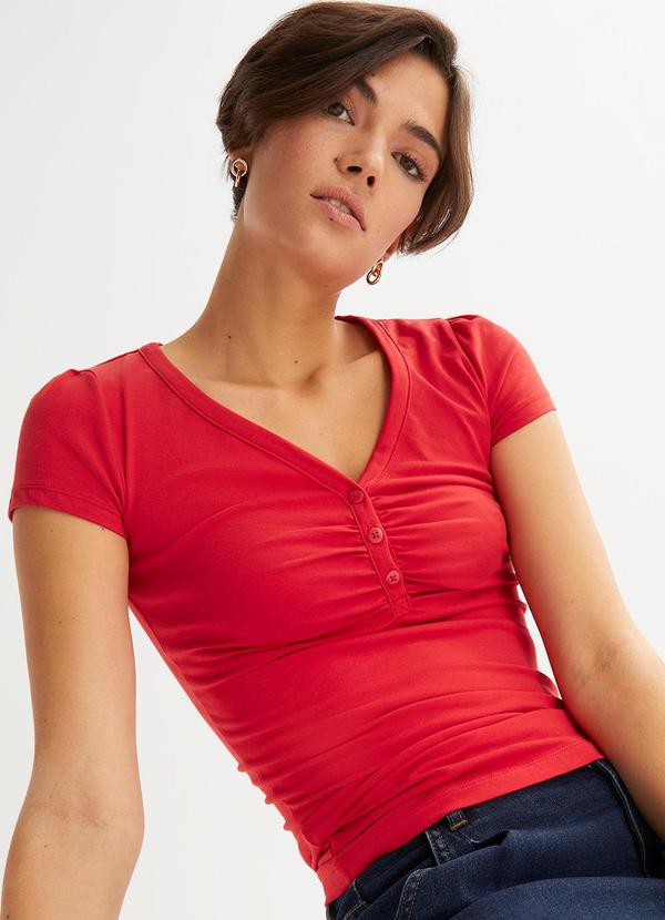 Blusa Vermelha em Malha de Viscose