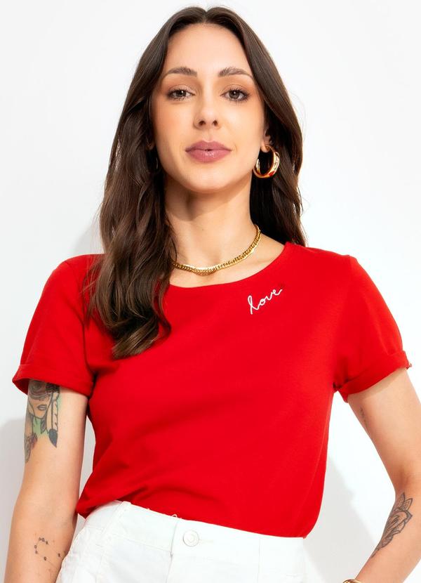 Blusa Vermelho em Malha de Algodão