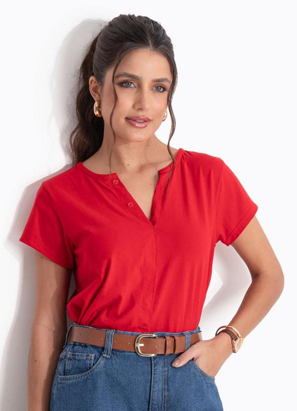 Blusa Vermelho em Malha de Algodão