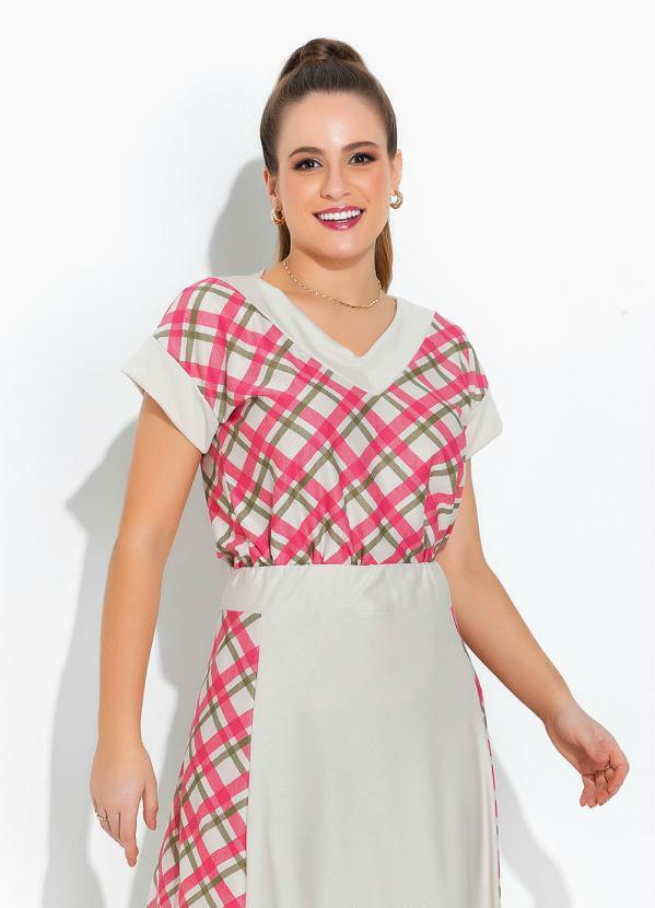 Vista 2 Blusa Xadrez Rosa Colete Rosalie Rosalie
