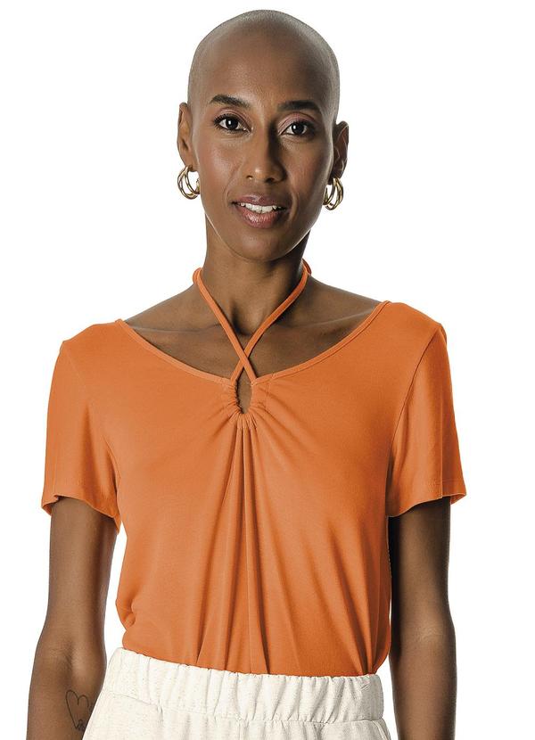 Blusa Feminina com Amarração no Pescoço Laranja