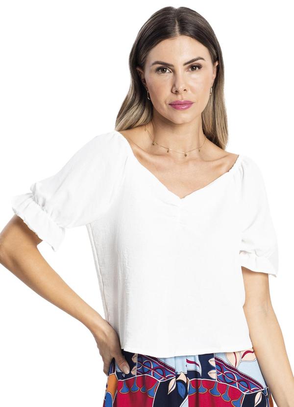 Blusa de Manga Bufante Feminina Bege