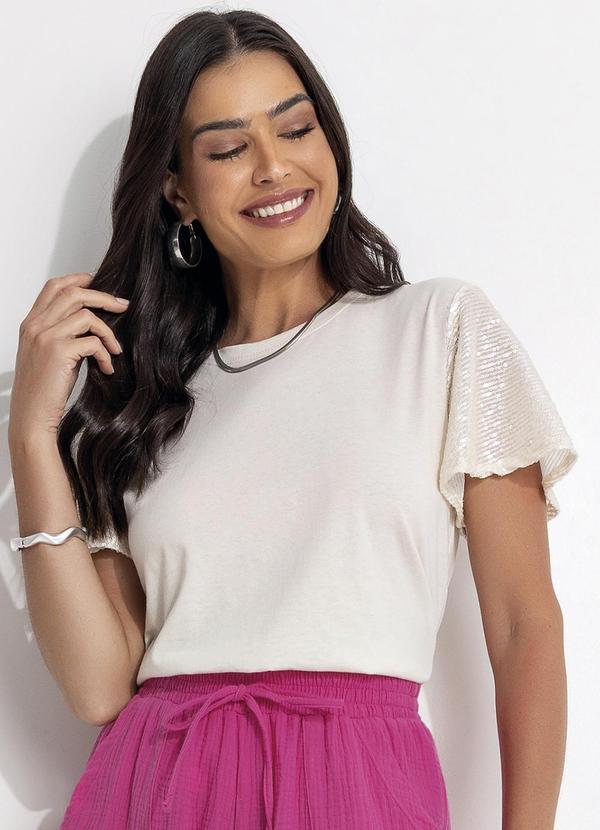 Blusa com Paetê Off White