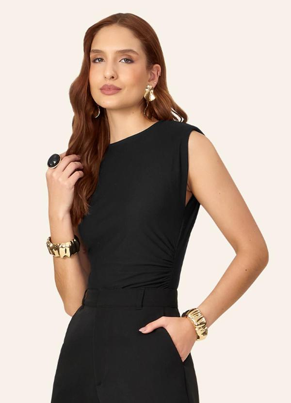 Body Feminino Justo Viscose Creponada Preto