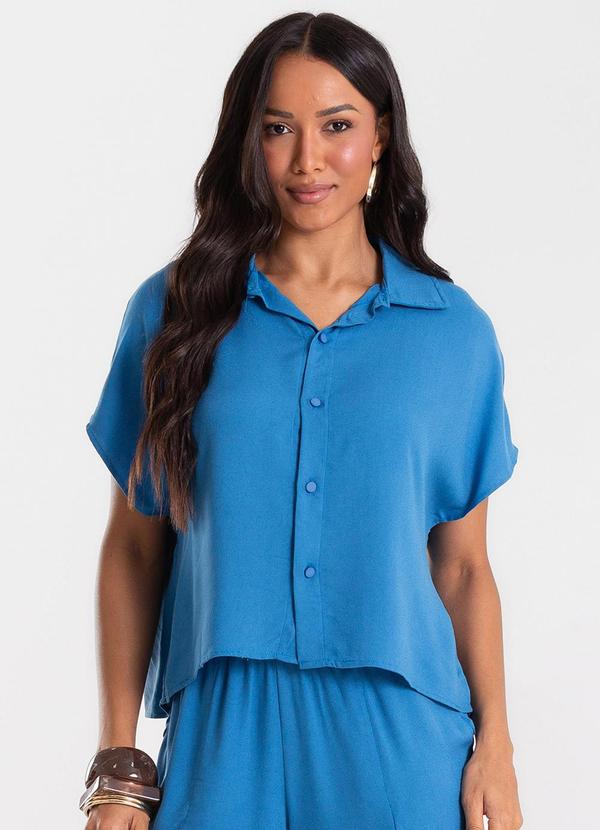 Camisa Feminina Malha Viscose Azul