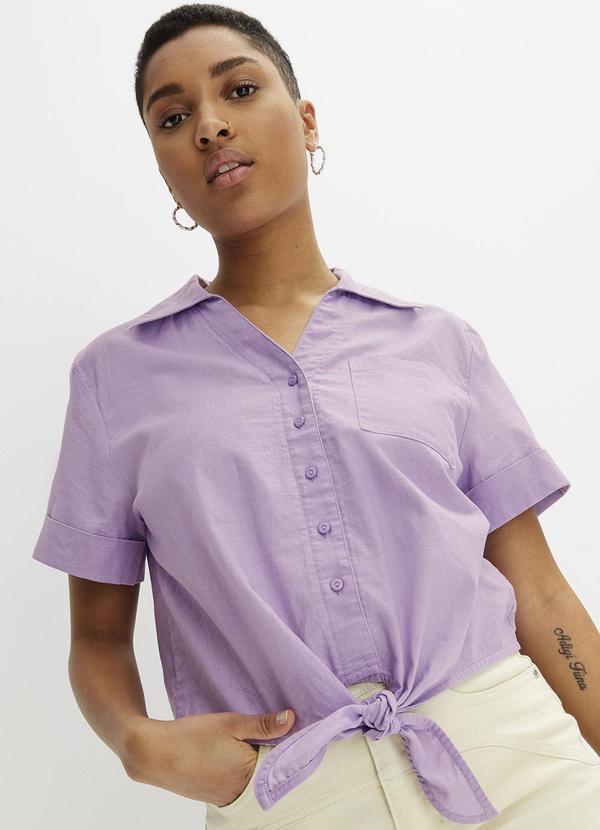 Camisa Lilás em Tricoline