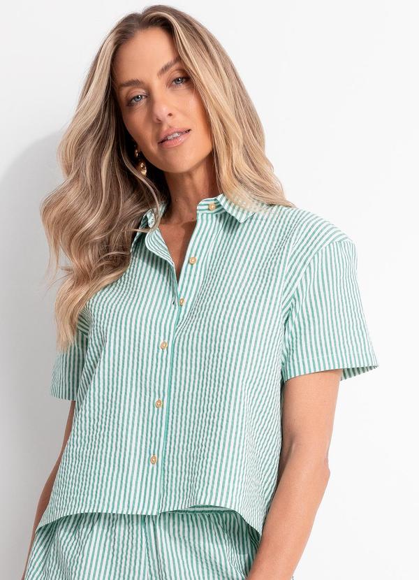 Camisa Listrado Verde em Anaruga Fio Tinto