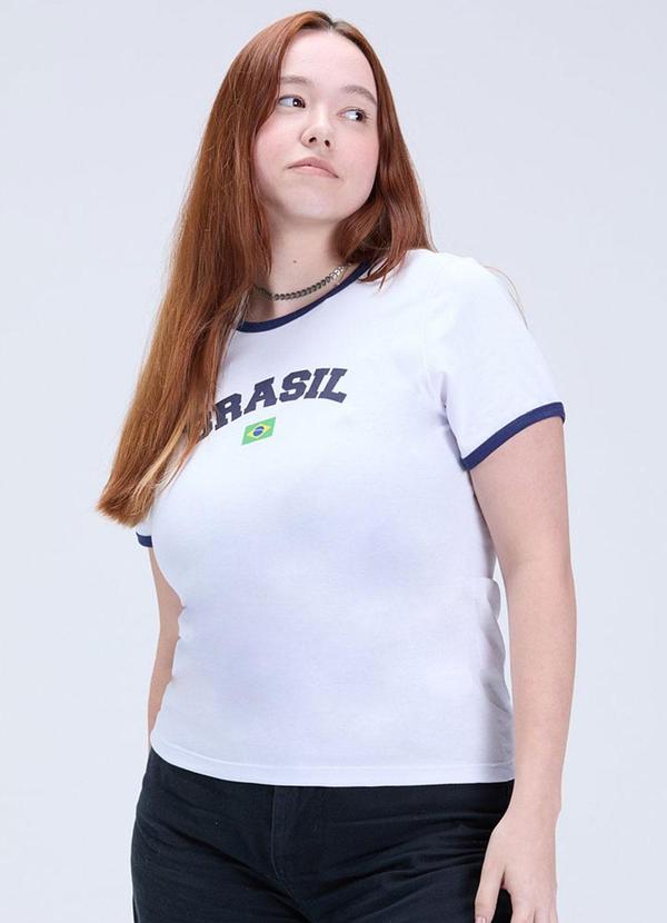 Camiseta Baby Look Brasil Copa Branca Branco