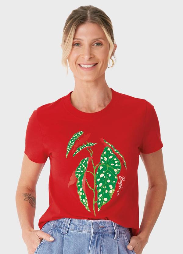 Vista 2 Camiseta Begônia em Malha Vermelho Malwee Malwee