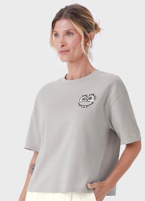 Vista 2 Camiseta Box Feminina Bob Esponja® Cinza Claro Malwee Malwee