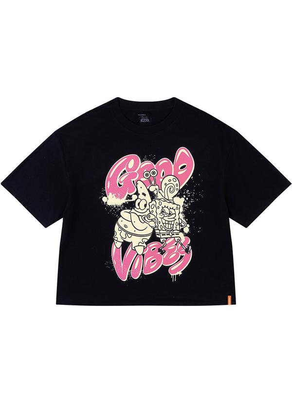 Vista 2 Camiseta Box Feminina Bob Esponja® Preto Malwee Malwee