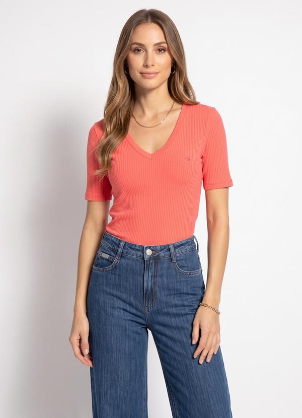 Camiseta Canelada Rosa