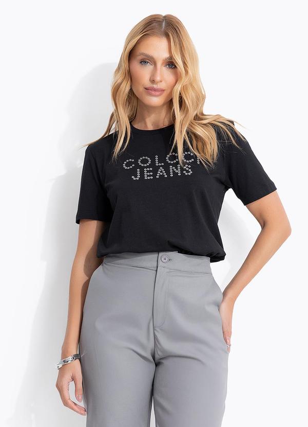 Camiseta com Aplicação Cj Preto