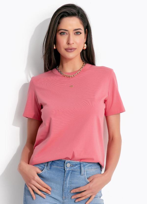 Camiseta em Algodão Rosa