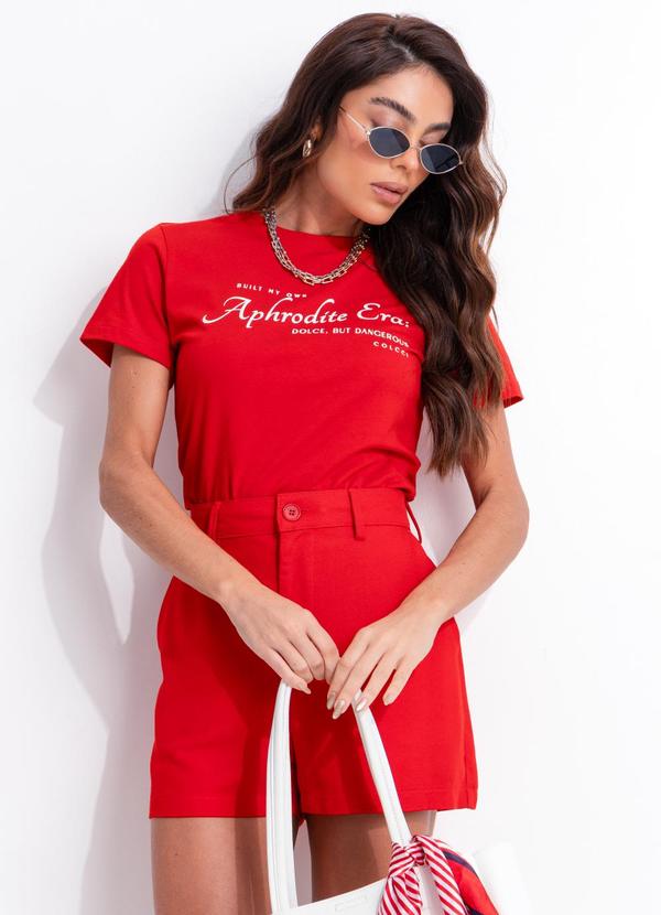 Camiseta em Algodão Vermelho