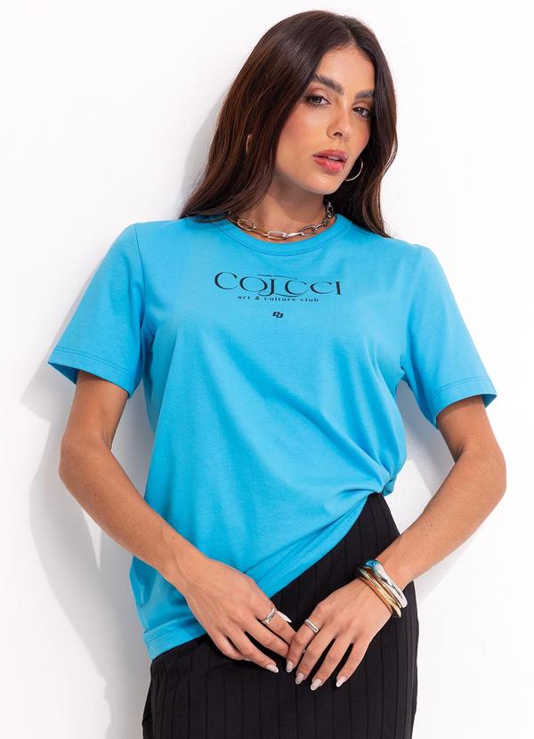 Camiseta em Malha Azul
